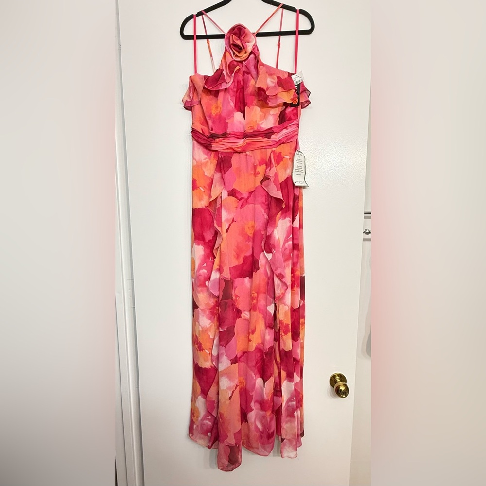 Xscape Vibrant Pink and Orange Dress